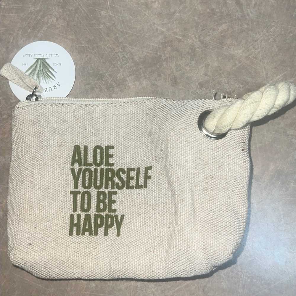 New- Aruba Aloe- Beige Canvas makeup Pouch